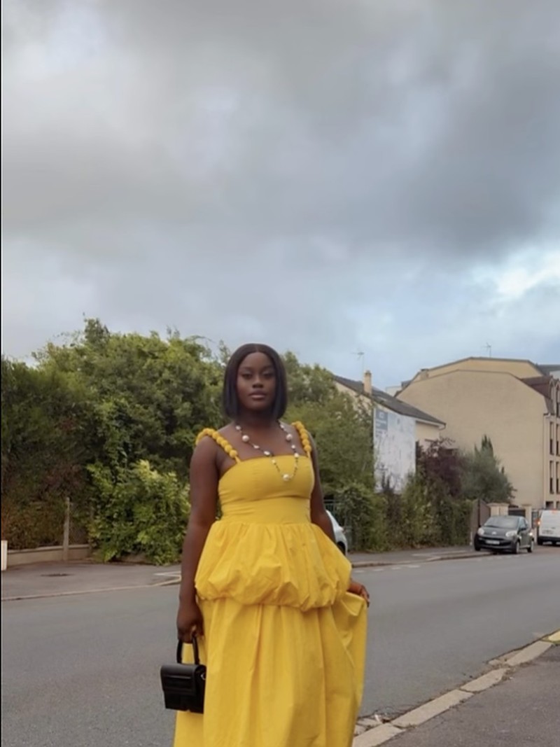 Robe longue jaune à volants - Jaune