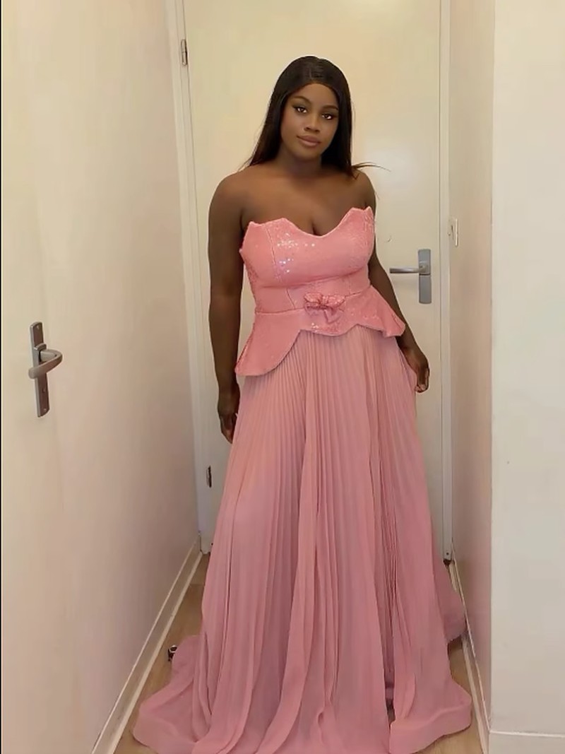 Robe bustier rose plissée - Rose