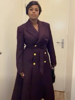 Robe manteau prune à boutons dorés - Prune